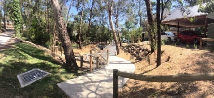 Path through wooded park area