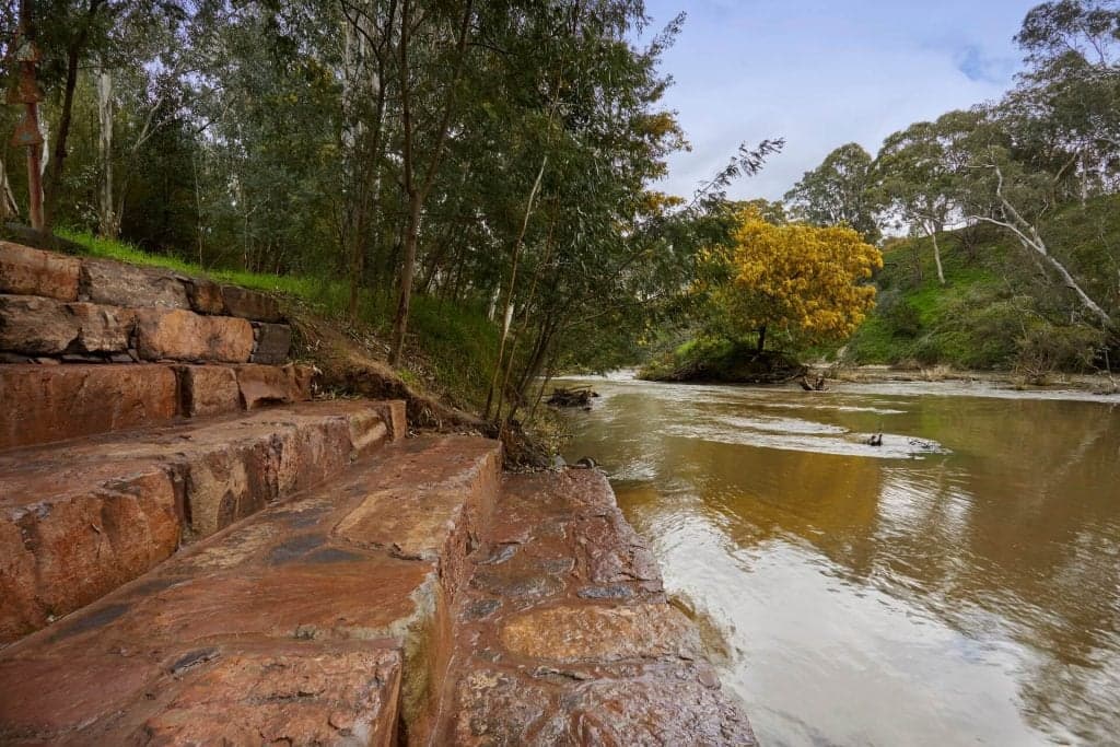 Stone steps beside river