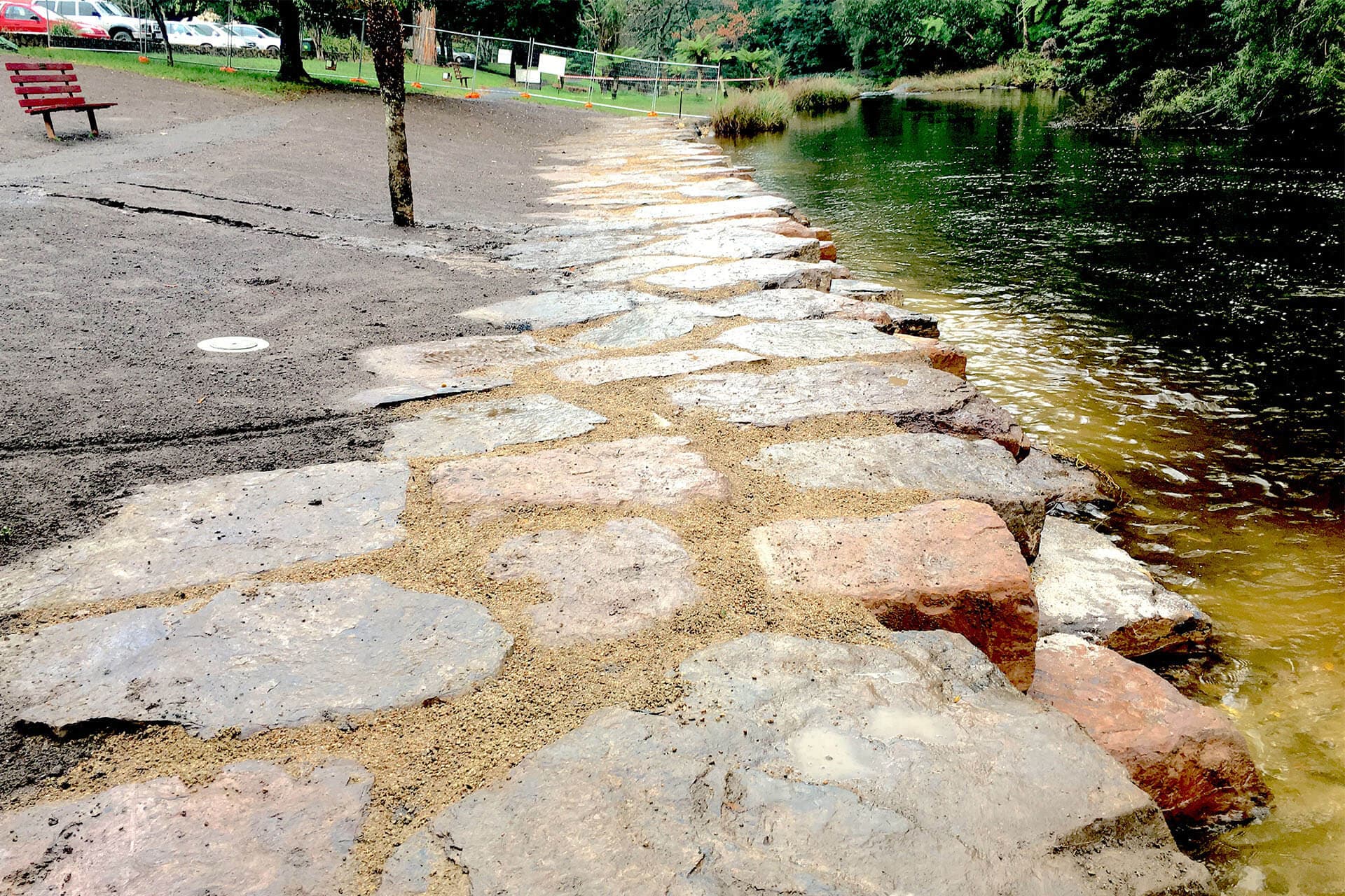 Stone path by water