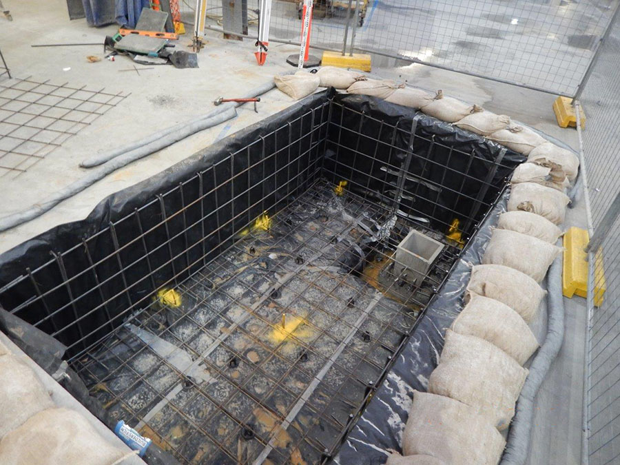 Construction site excavation pit