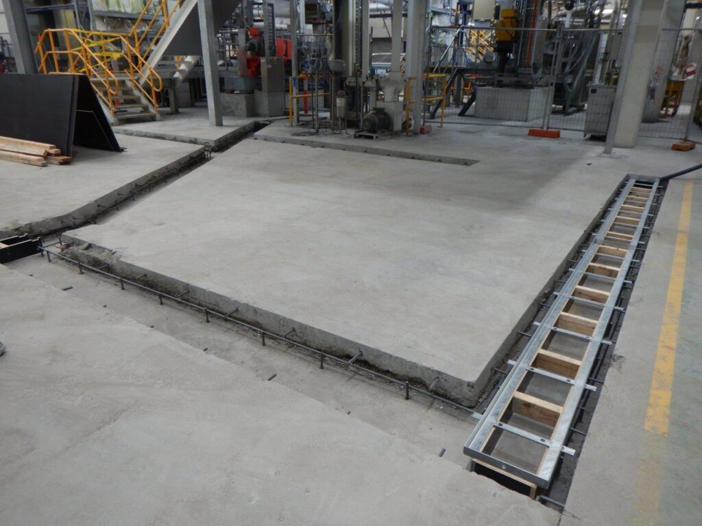 Industrial floor construction progress