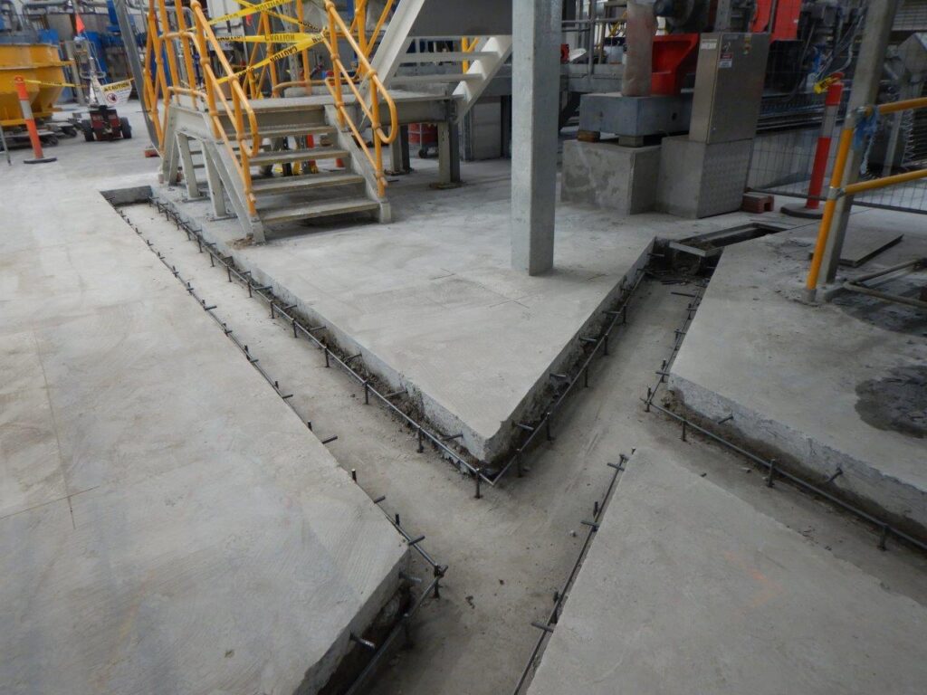 Industrial concrete trench construction