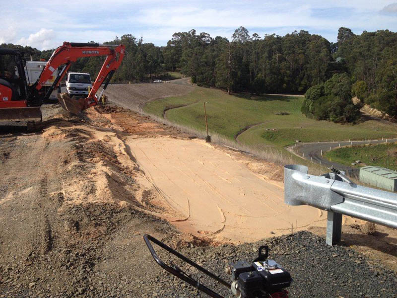 Construction site with excavator working