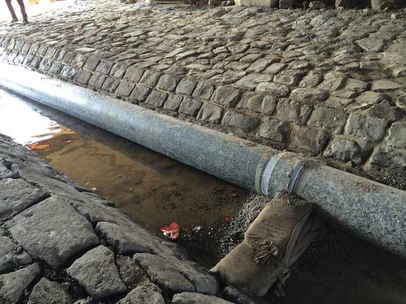Large industrial pipe in water