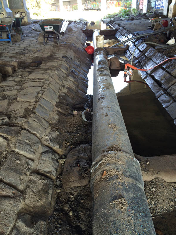 Pipe replacement in progress