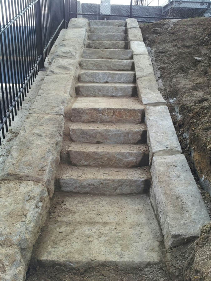 Stone steps ascending uphill