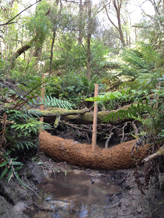 Erosion control log in forest