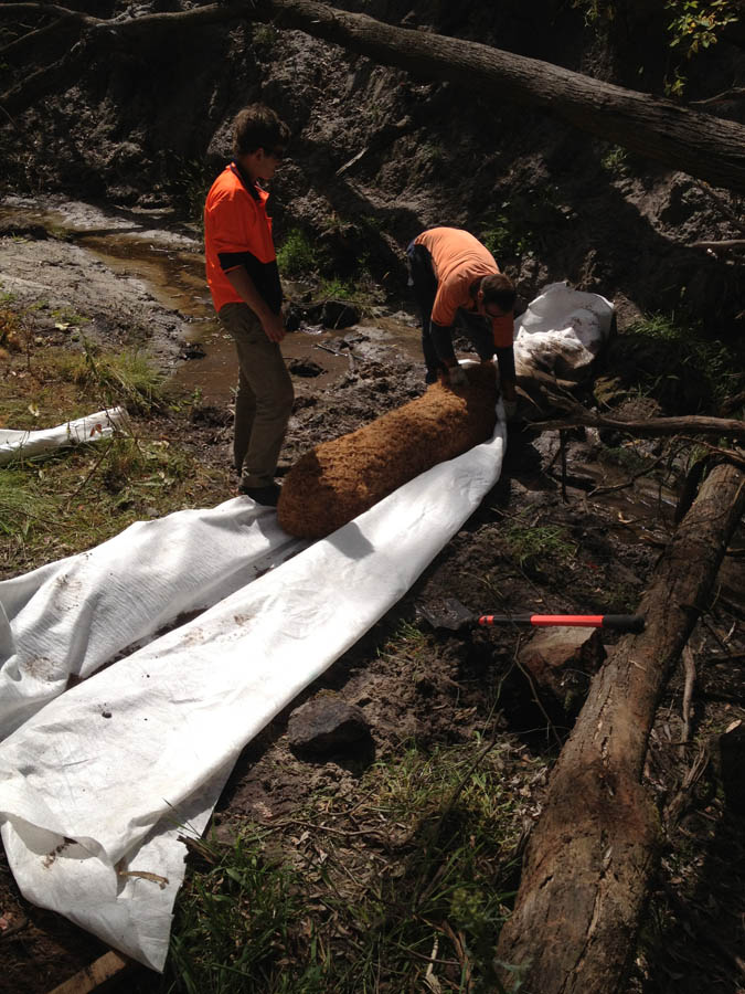 Erosion control team working