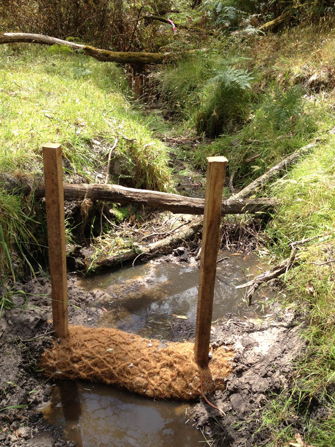 Wood stream crossing construction