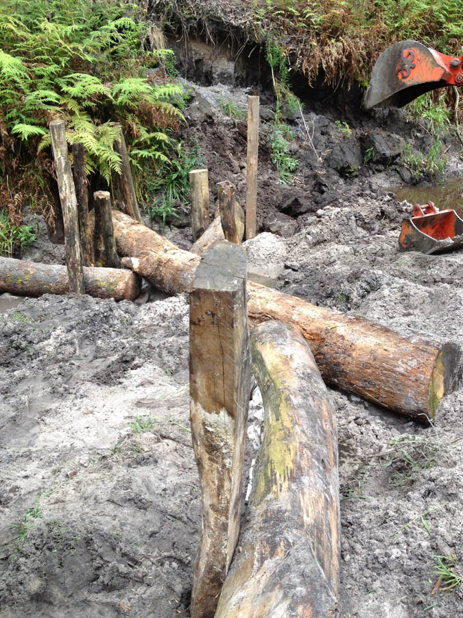 Wooden retaining wall construction