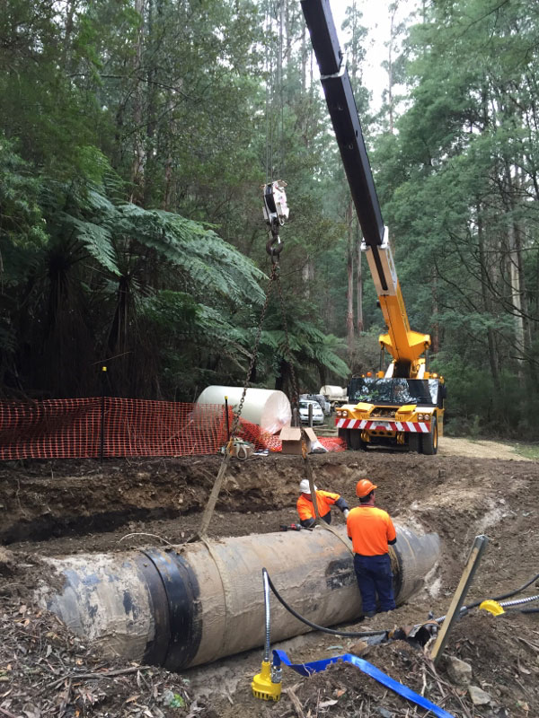 Pipeline installation with crane
