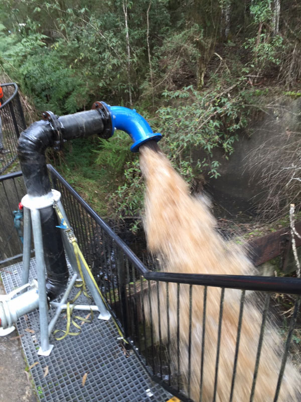 Water pumped from pipe