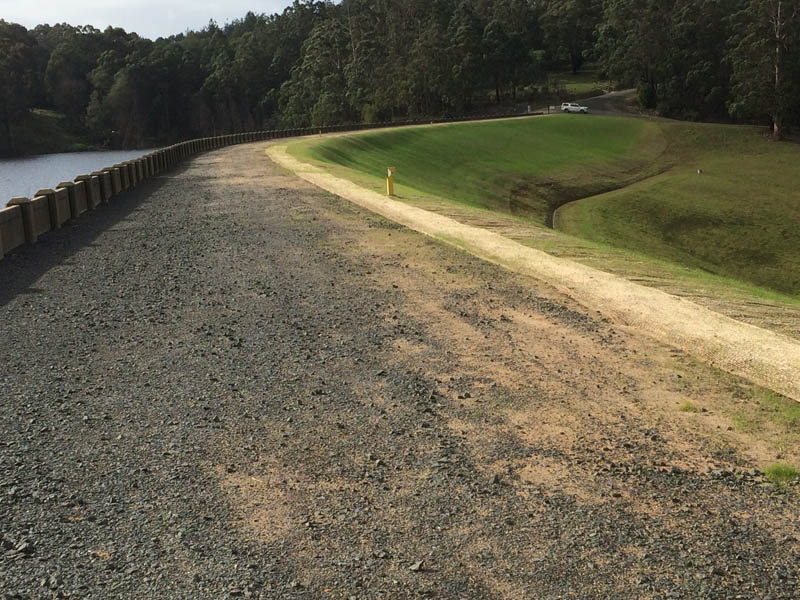 Gravel path beside lake