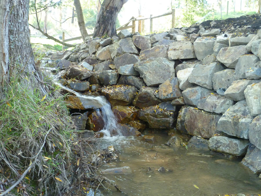 Small waterfall rock wall