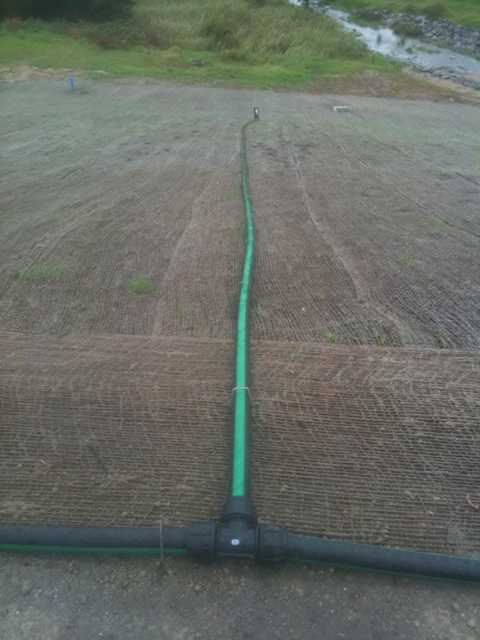 Green hose in field