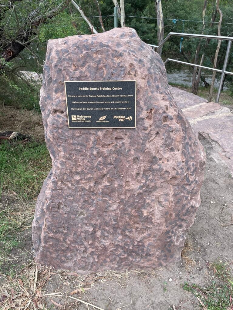 Rock with plaque on it