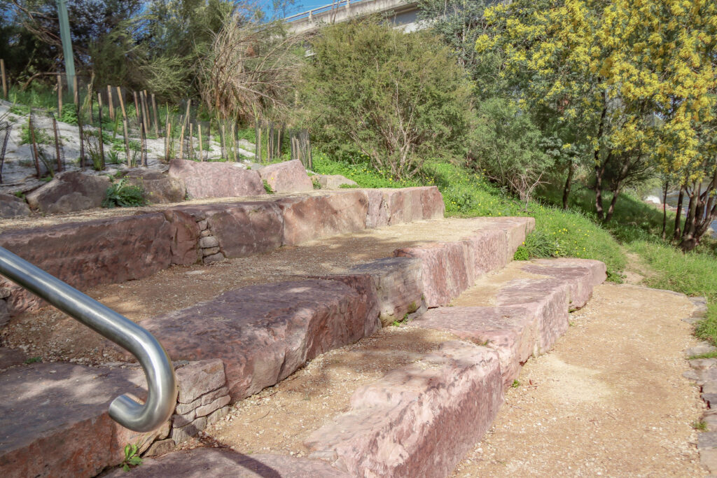 Outdoor stone steps with railing