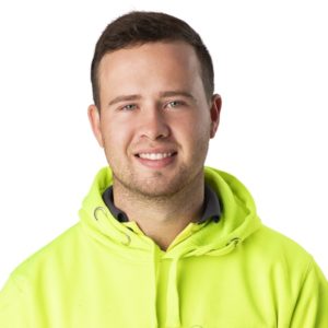 Man in bright yellow hoodie